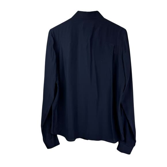 Salvatore Ferragamo NWT Black 100% Silk Pintuck Long Sleeve Button Up Blouse - Picture 9 of 12